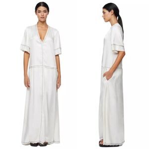 Bec + Bridge ELYNA Elegant Short Sleeve V-Neck Drop Waist Cream Maxi Dress S